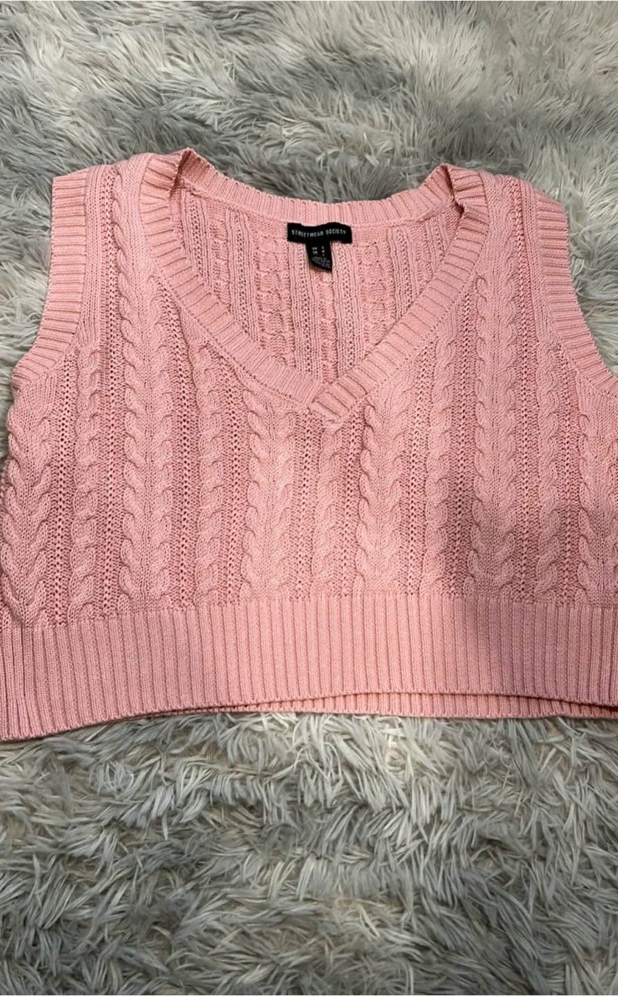 Streetwear Society Pink Knit Sweater Vest - Size S thumbnail