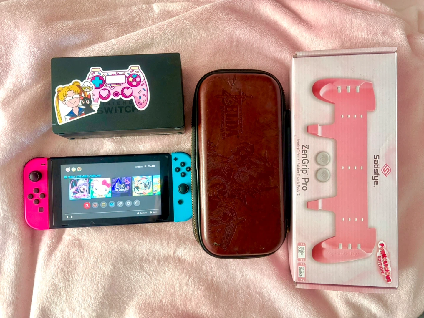 🌸 Nintendo Switch Bundle + Zelda Case + ZenGrip Pro Pink!🌸