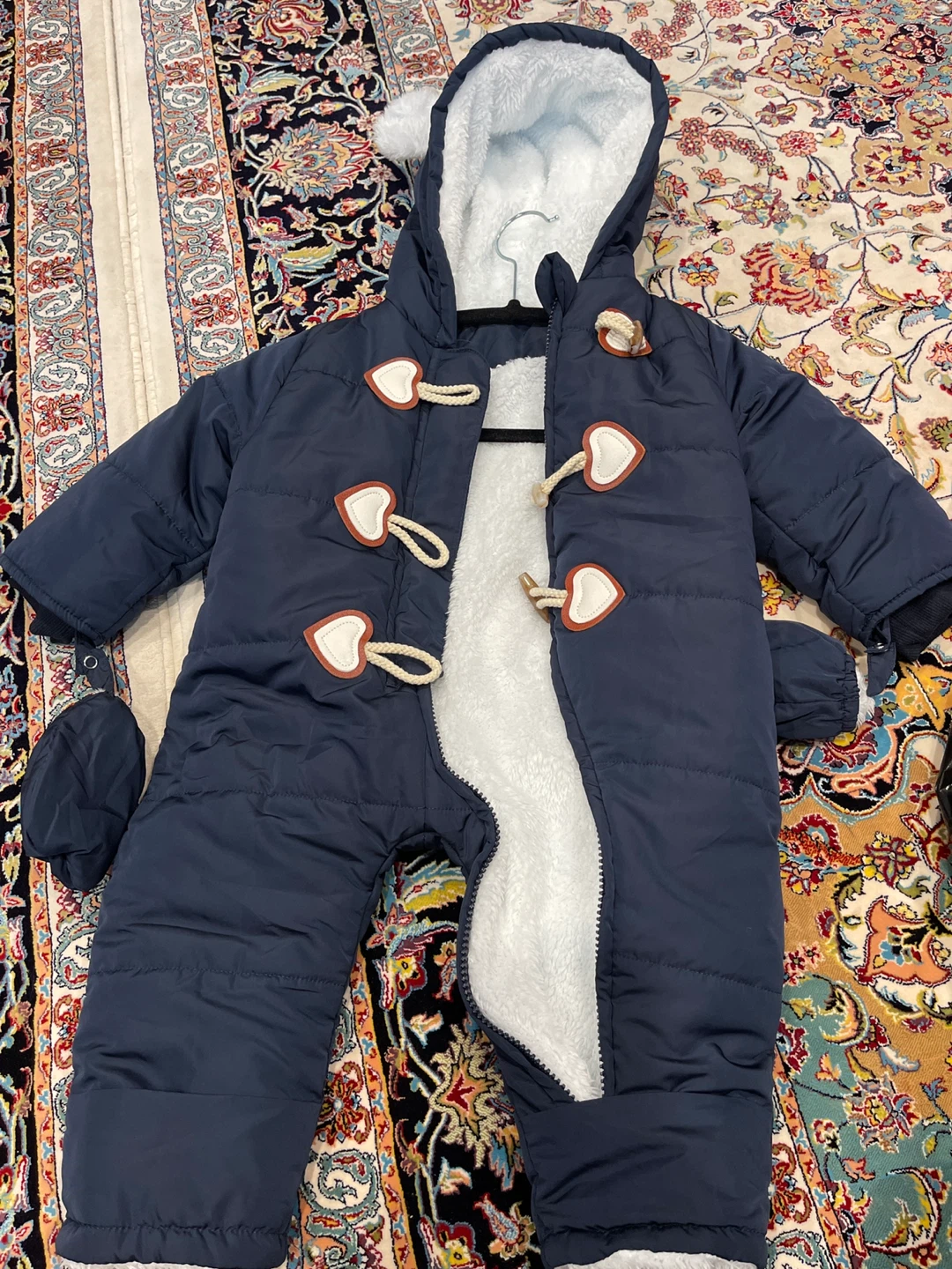 Navy Blue Baby Snowsuit with Mittens