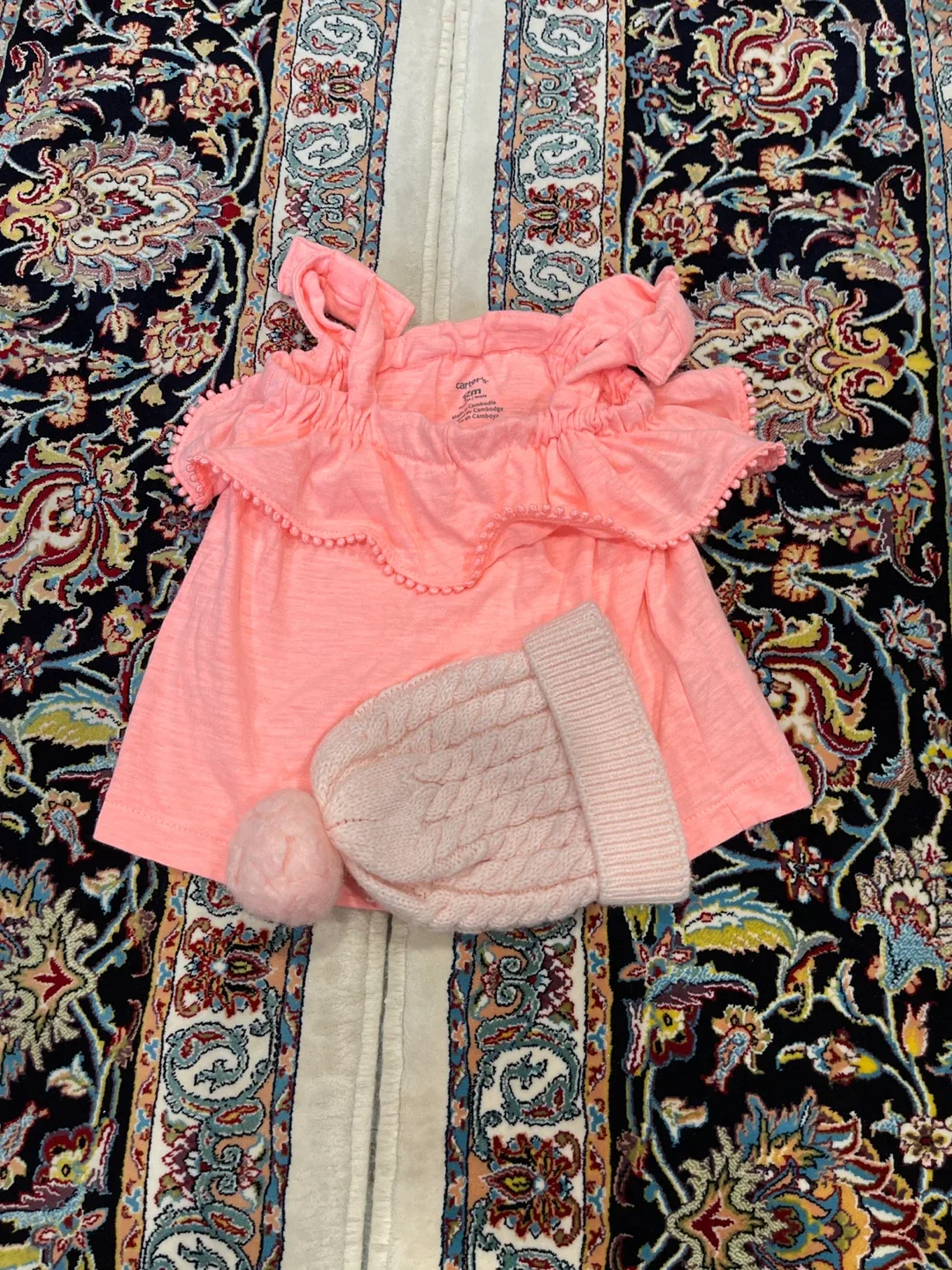 Carter's 6M Pink Dress & Hat Set thumbnail