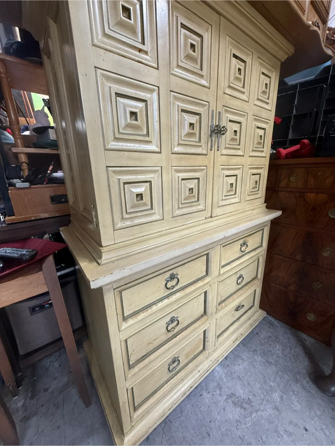 Vintage Off-White Armoire with Drawers image indicator(2)