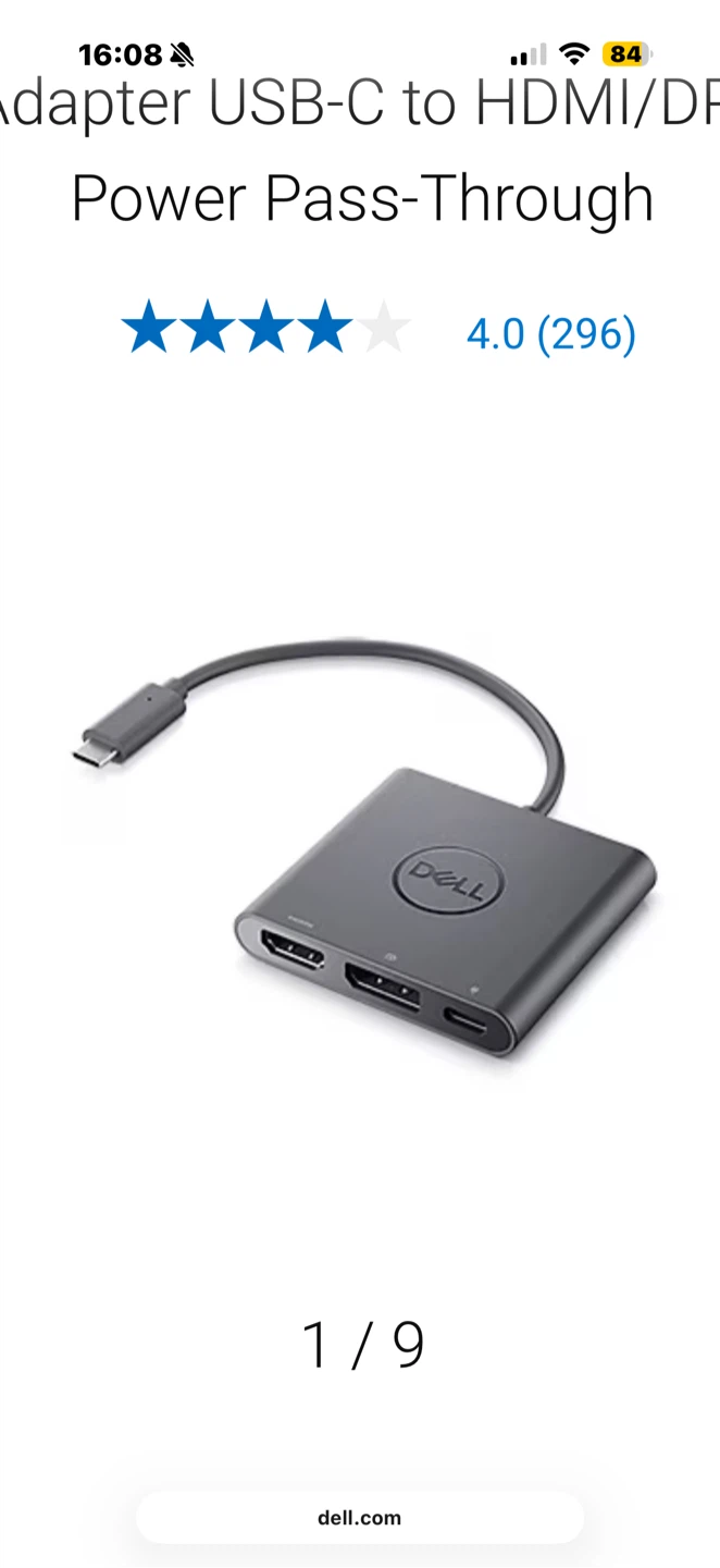 Dell Adapter USB-C to HDMI/DP with Power Pass-Through