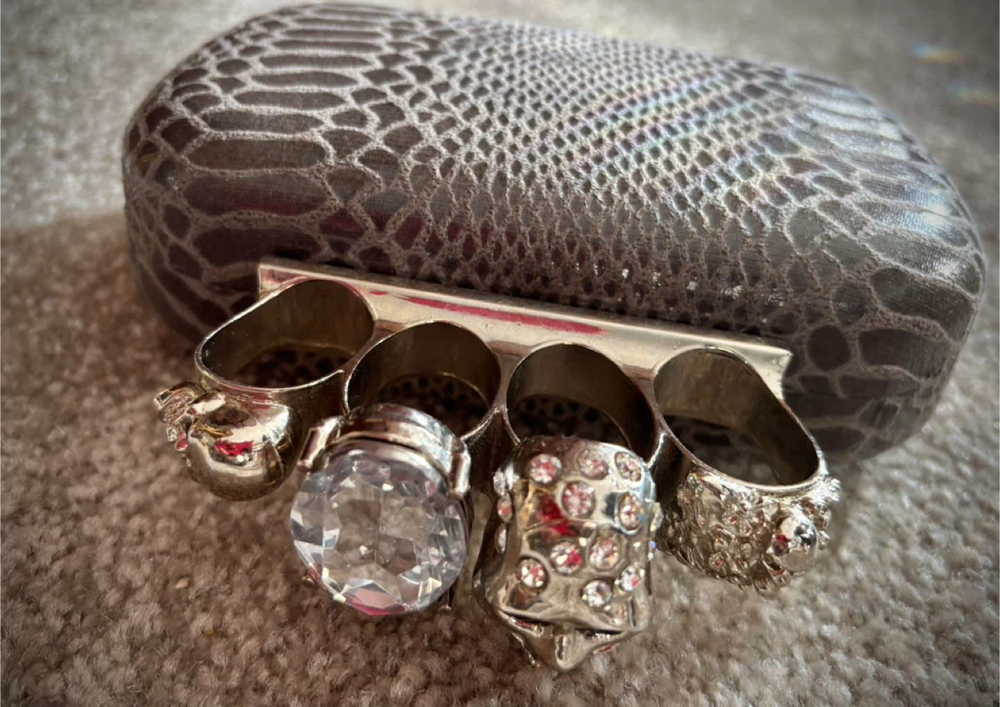 River Island Skull Knuckle Clutch
