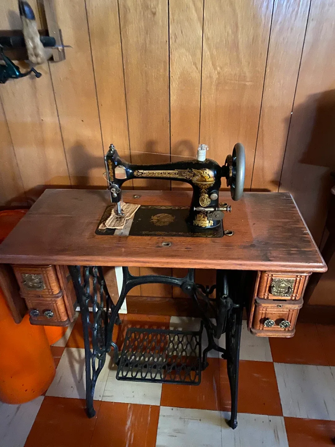 Antique Sewing Machine with Cabinet image indicator(2)