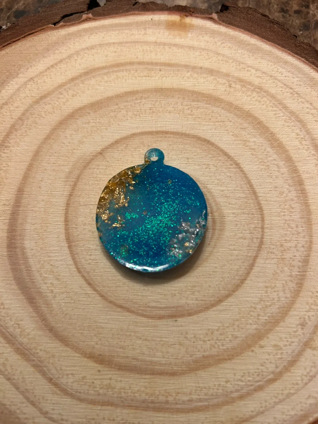 Blue Glitter Resin Pet Tag
