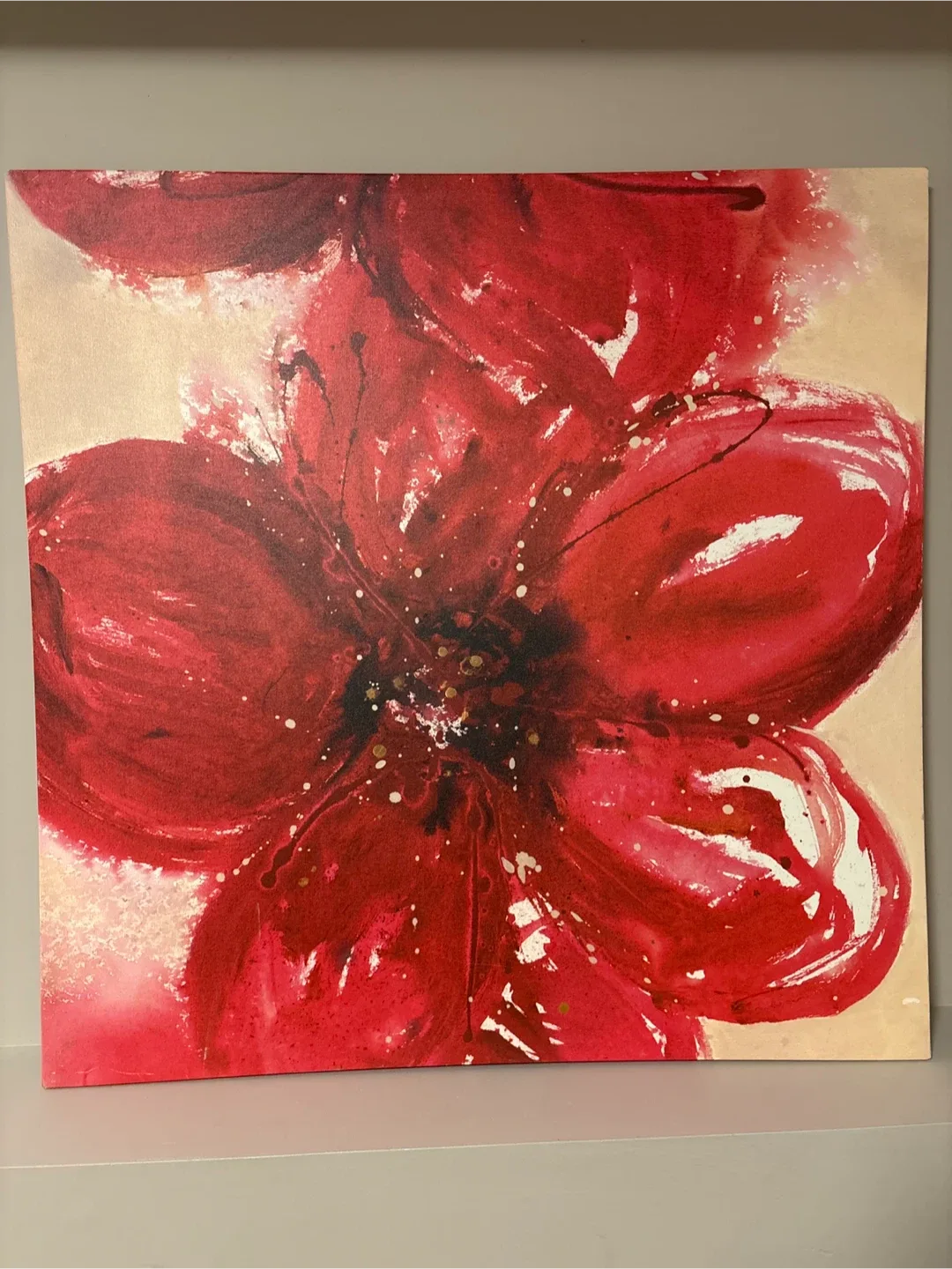 Red Floral Painting frame canvas image indicator(3)