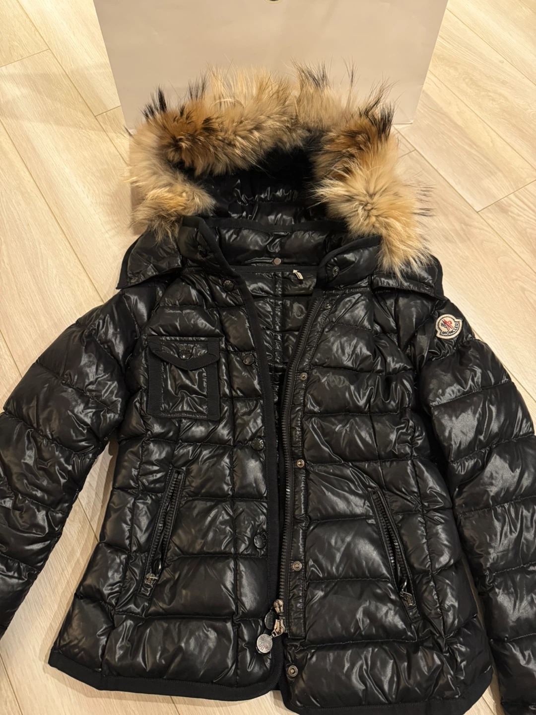 Moncler Armoise Shiny Black Down Puffer Jacket: Size 0 - photo 2