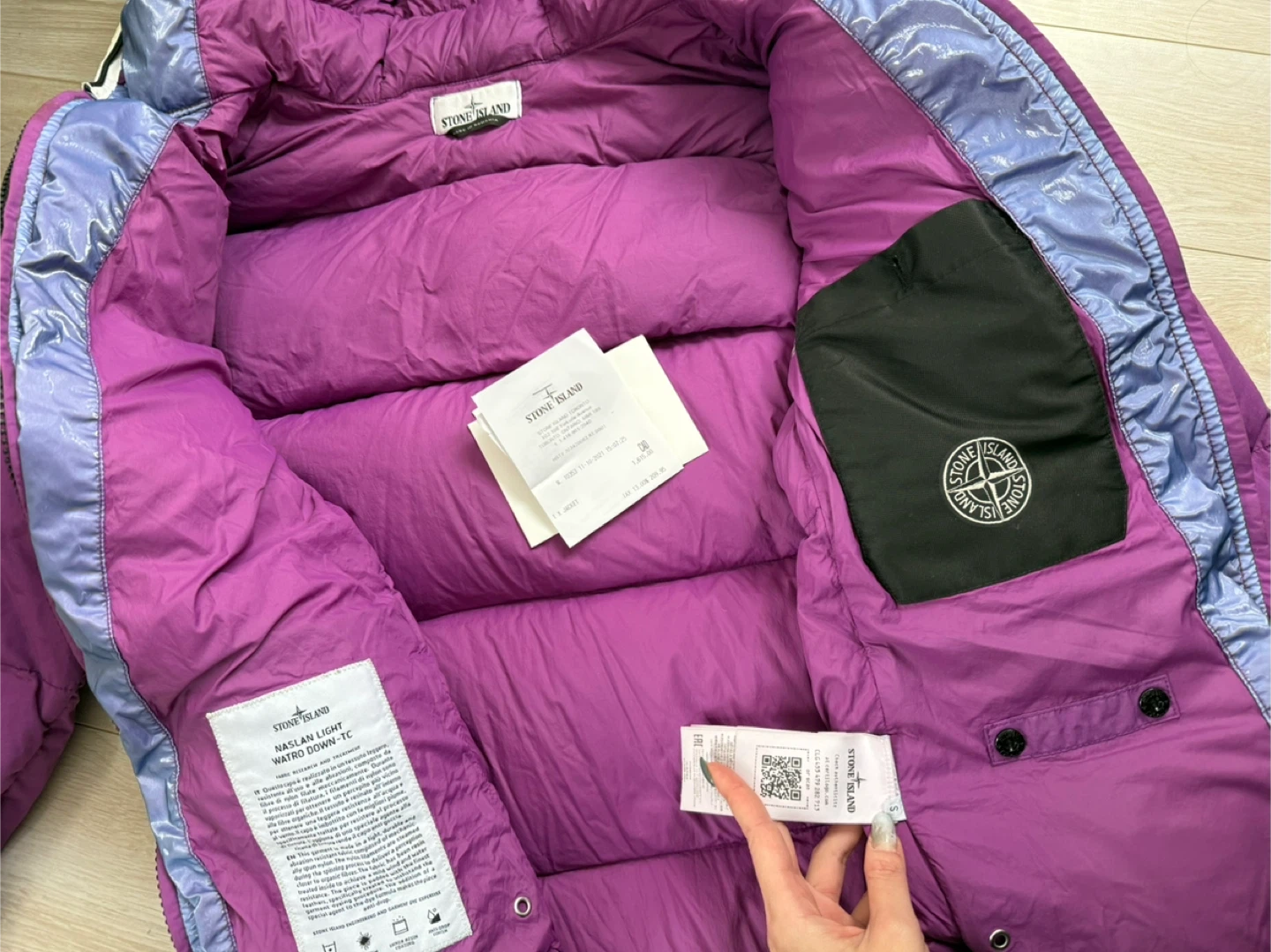 Stone Island Purple Down Puffer Jacket-Size Small - photo 4