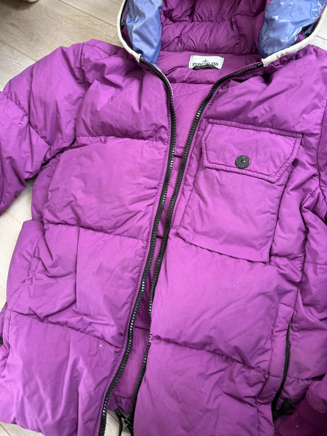Stone Island Purple Down Puffer Jacket-Size Small - photo 3