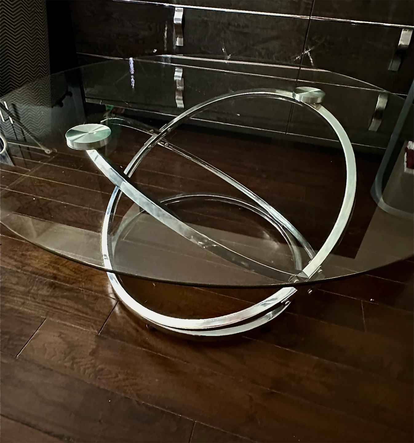 Glass Coffee Table with Chrome Base - photo 2
