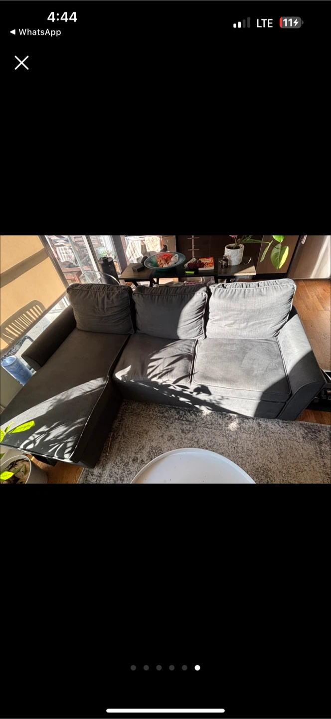 Grey Modular Sectional Sofa Couch L shape.