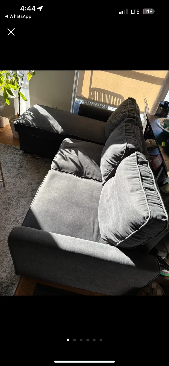 Grey Modular Sectional Sofa Couch L shape. image indicator(5)