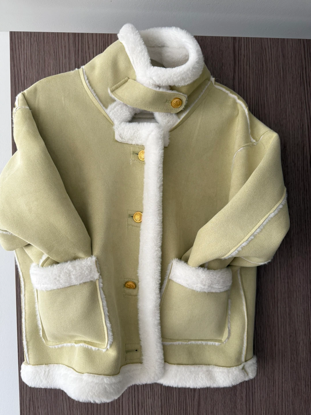 Light Green Faux Suede & Shearling Jacket - photo 2