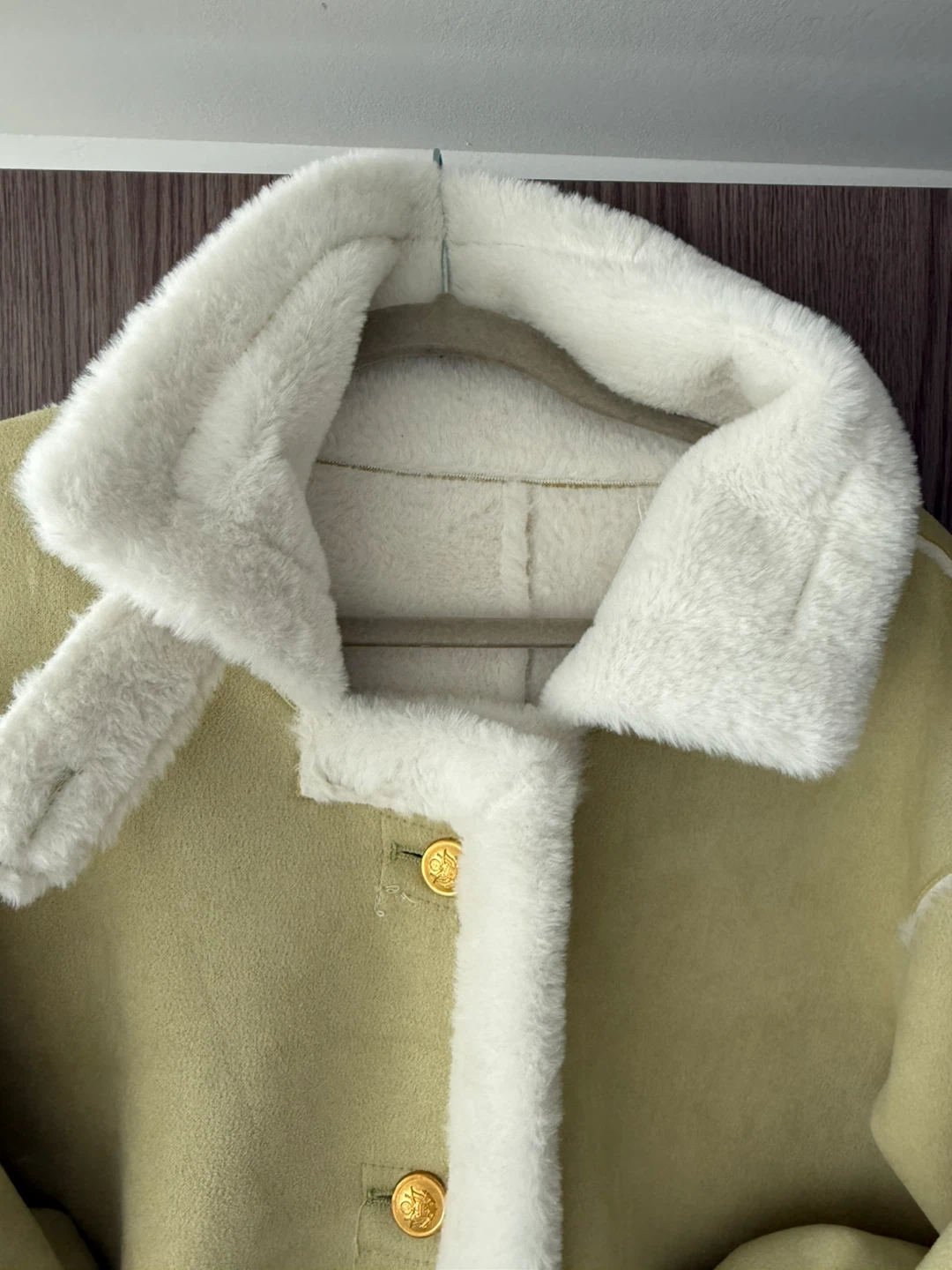 Light Green Faux Suede & Shearling Jacket - photo 4