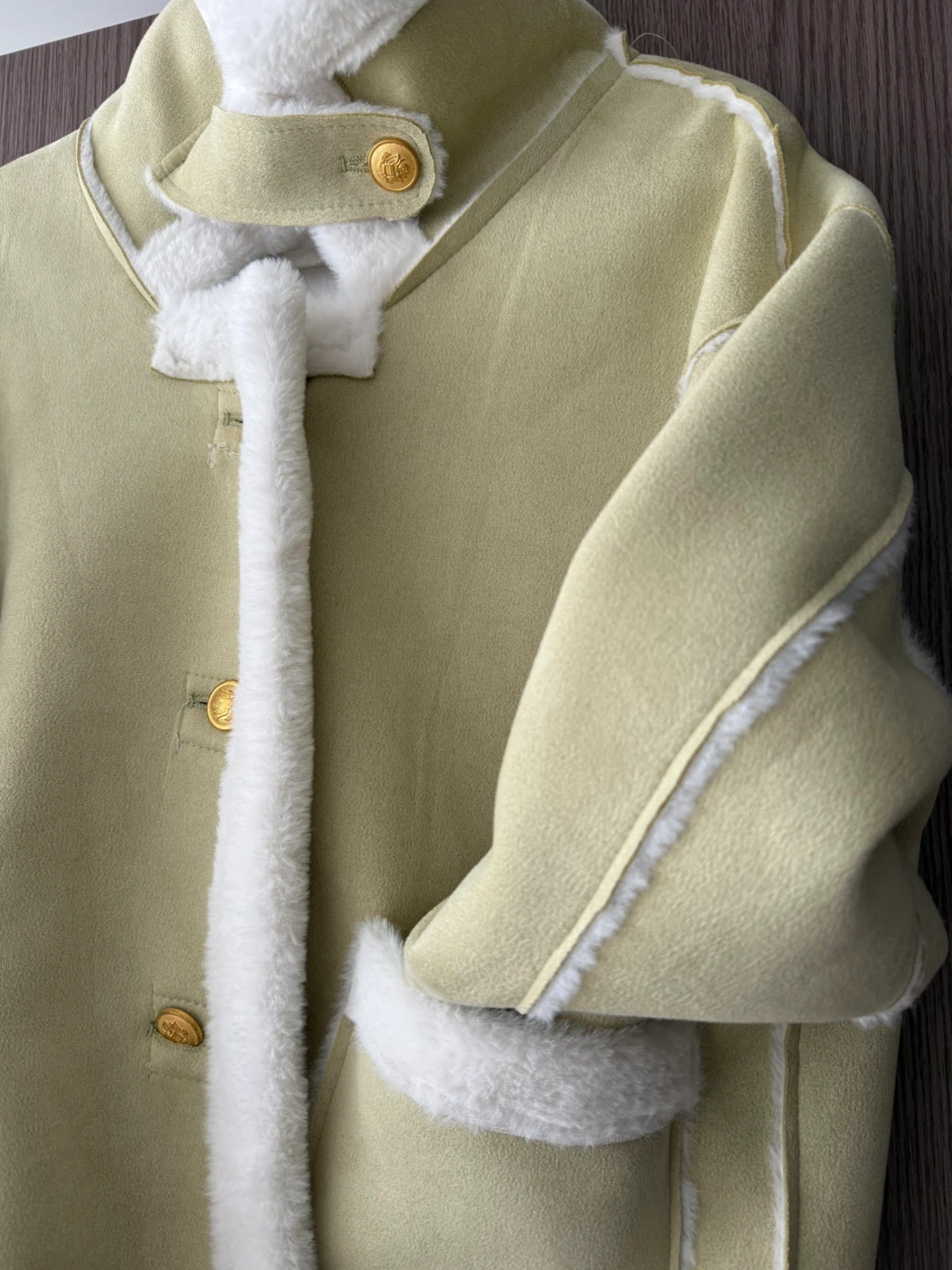 Light Green Faux Suede & Shearling Jacket - photo 3