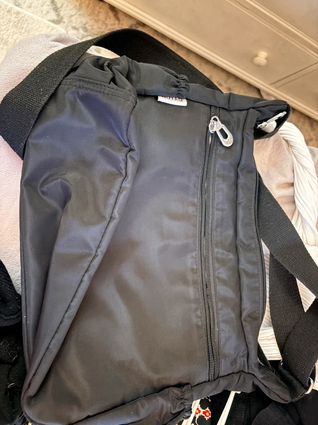 Black Nylon Travel Shoulder Bag