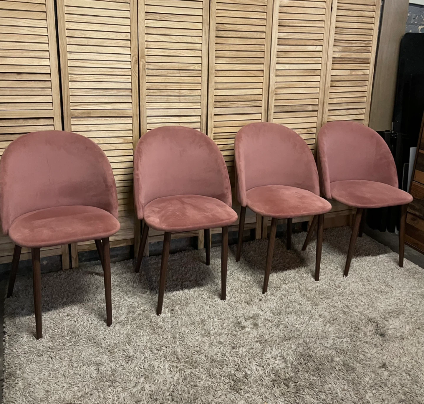 Poly & Bark Pink Velvet Dining Chairs