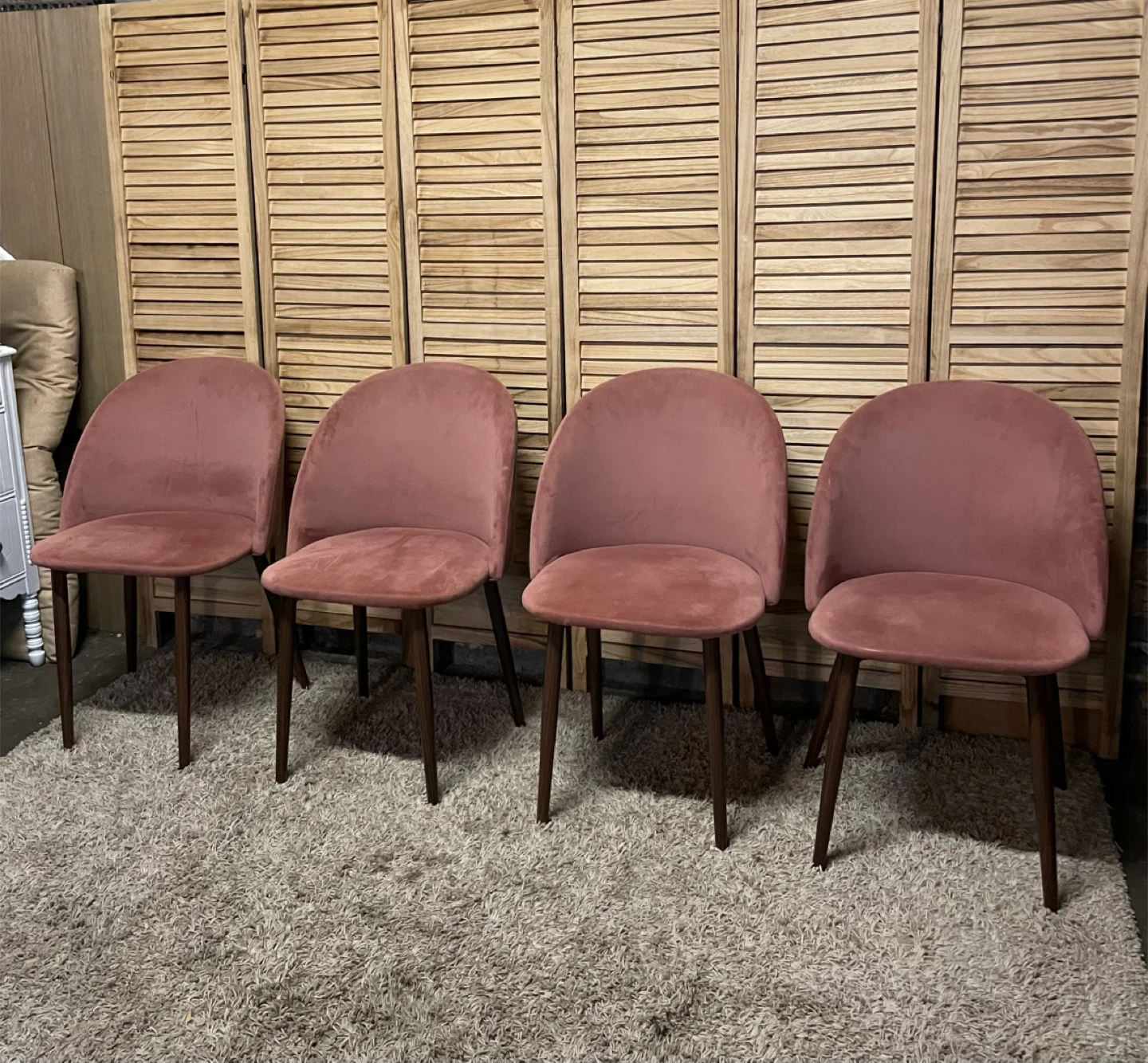 Poly & Bark Pink Velvet Dining Chairs - photo 3