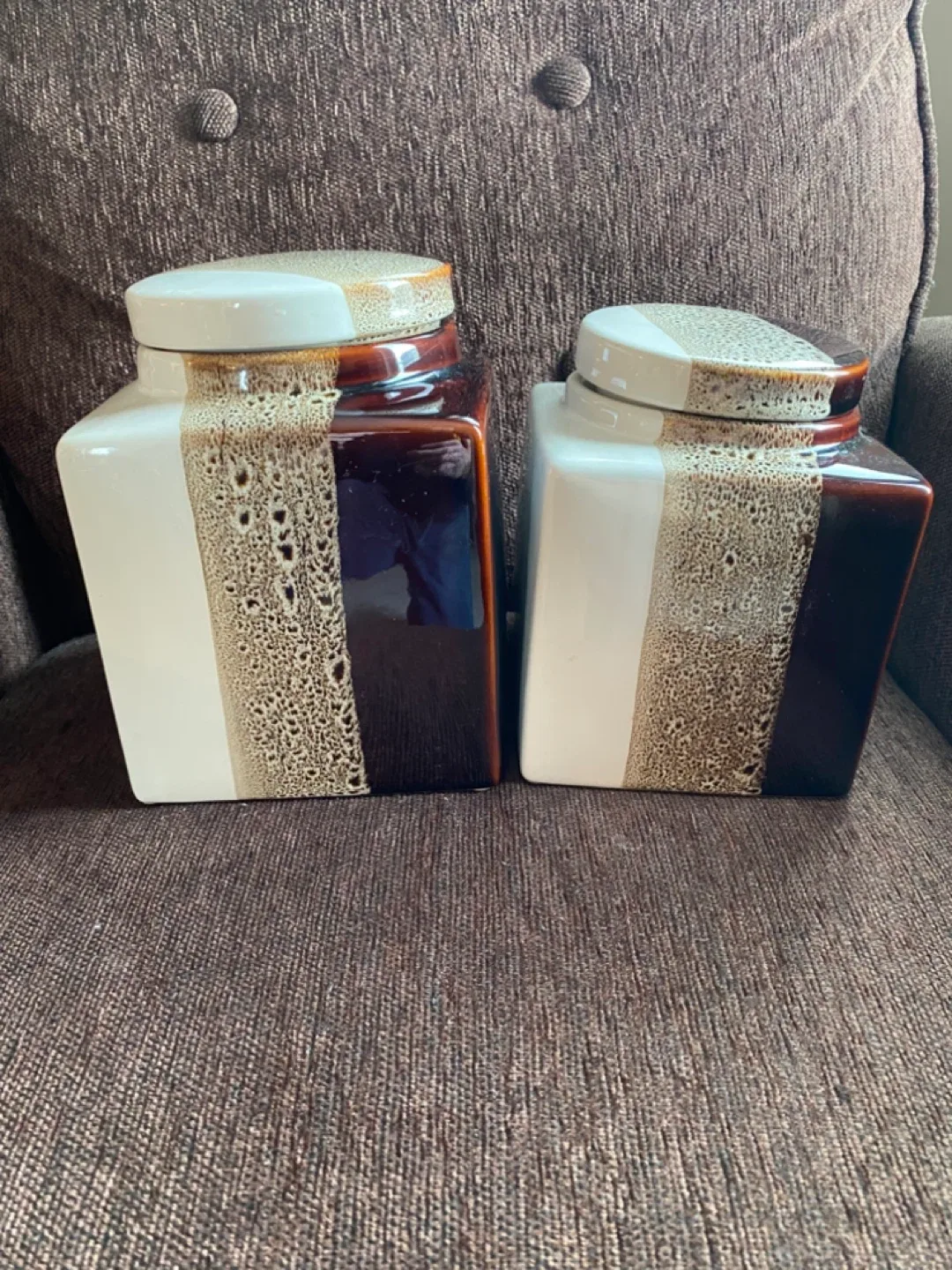 Pier 1 Imports Tri Color Set of 2 Canisters thumbnail