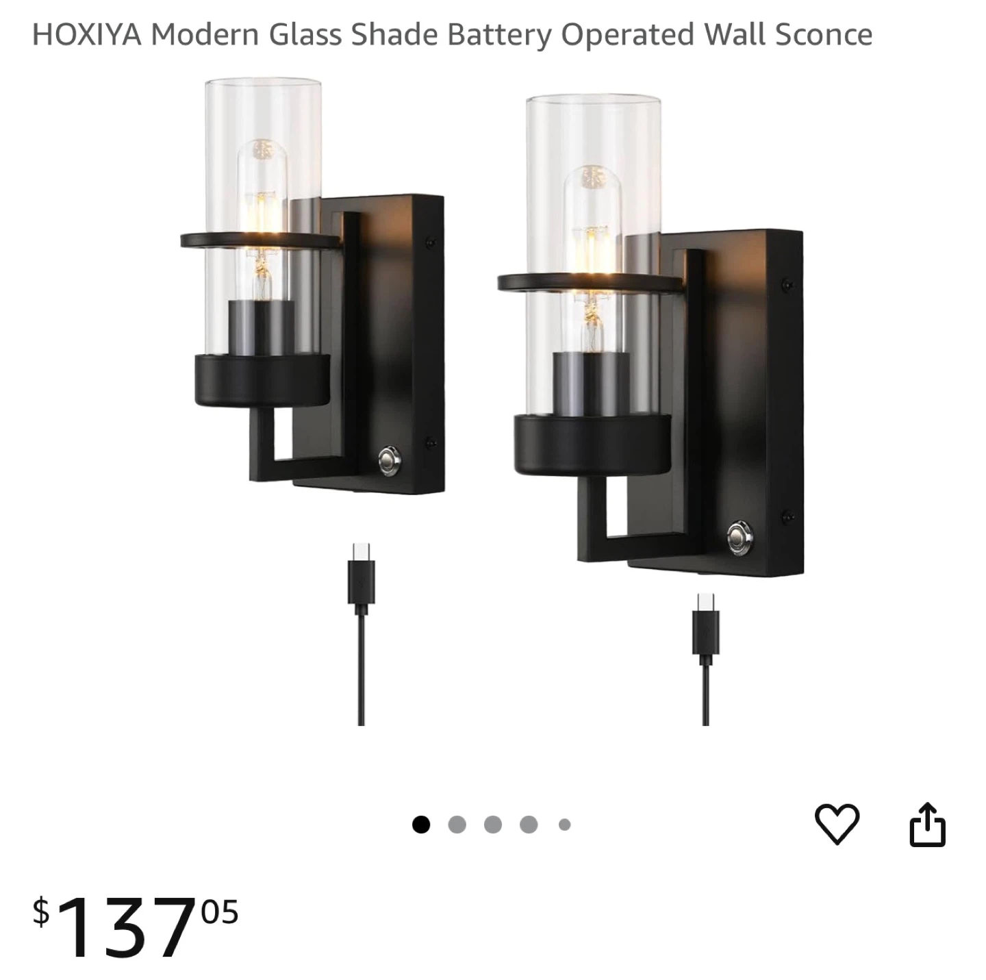 HOXIYA Modern Glass Shade Wall Sconce