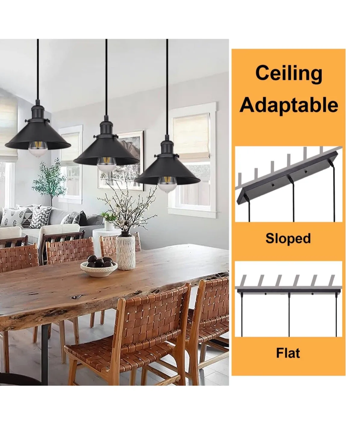 PASICA 3-Light Black Kitchen Island Pendant image indicator(6)