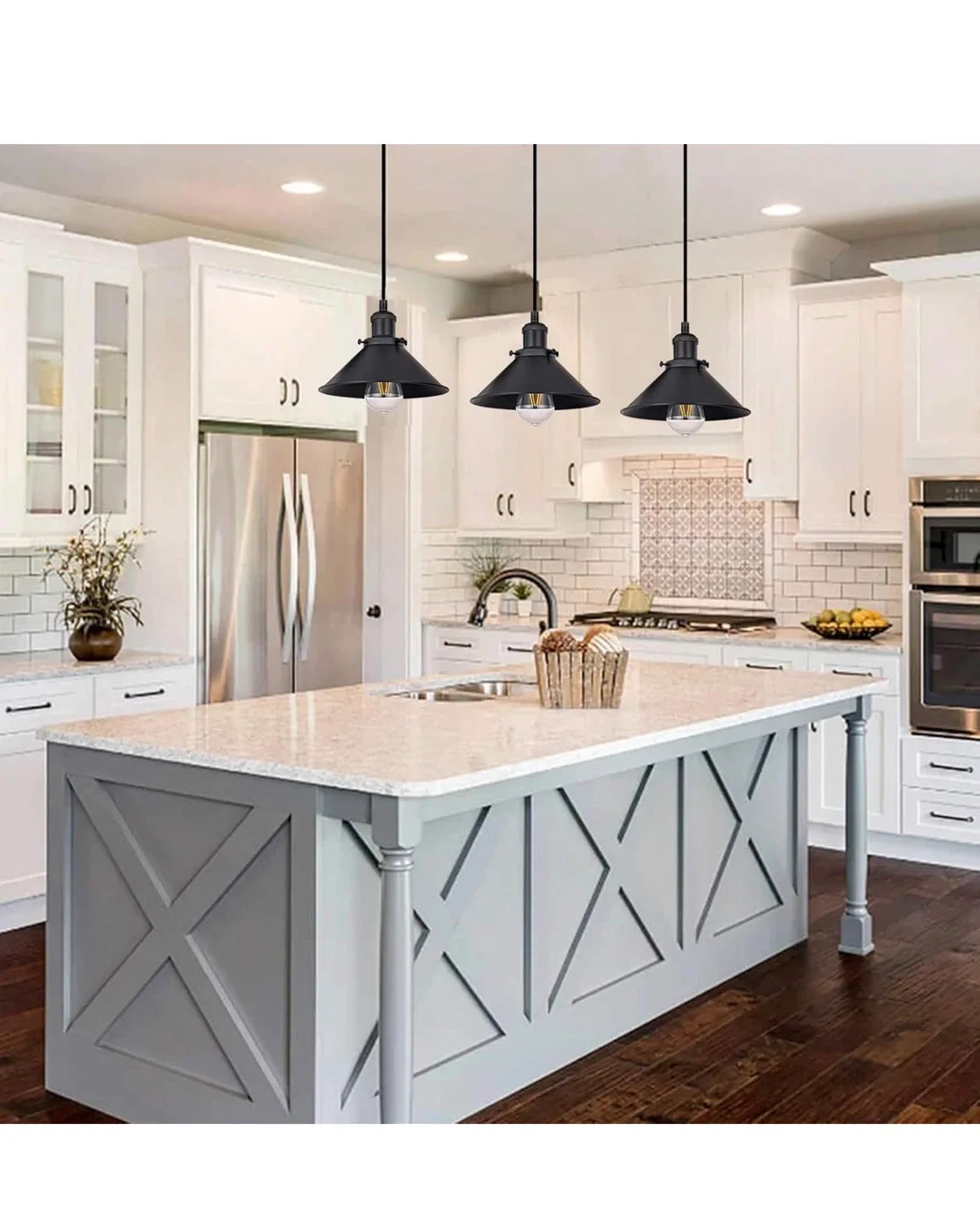 PASICA 3-Light Black Kitchen Island Pendant image indicator(7)