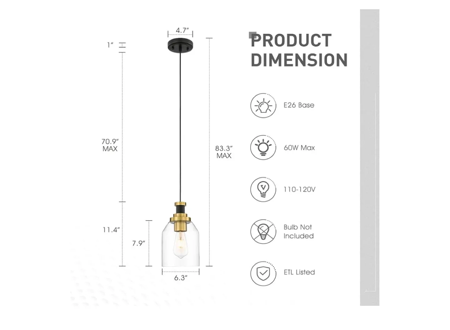 Zeyu Glass Pendant Light - Black and Gold Finish image indicator(6)