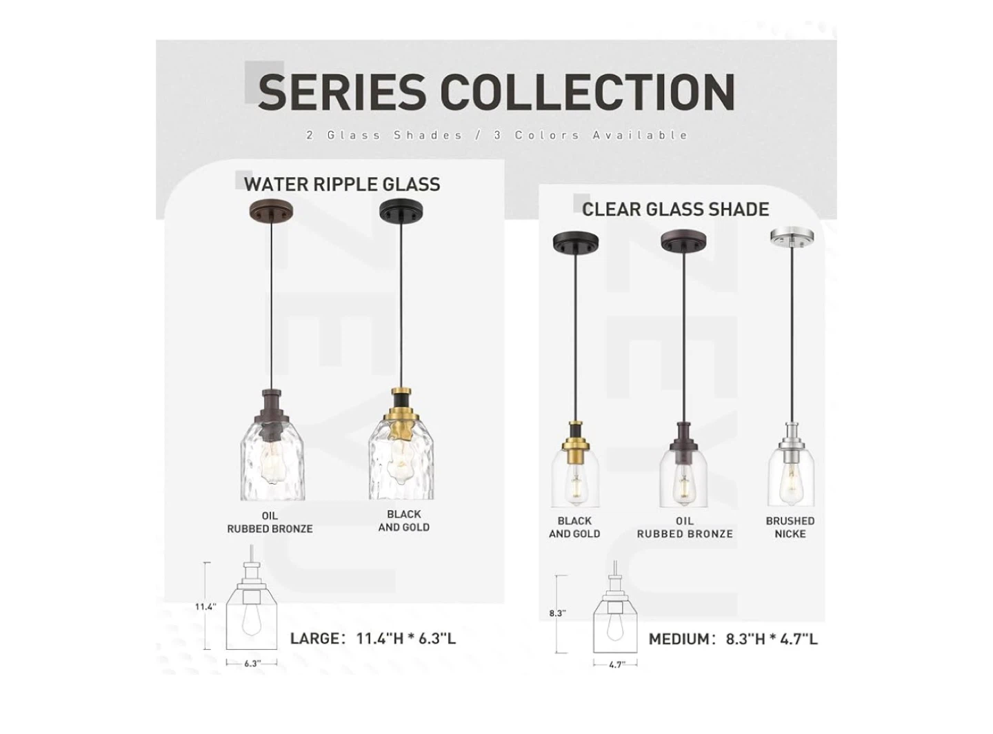 Zeyu Glass Pendant Light - Black and Gold Finish - photo 5
