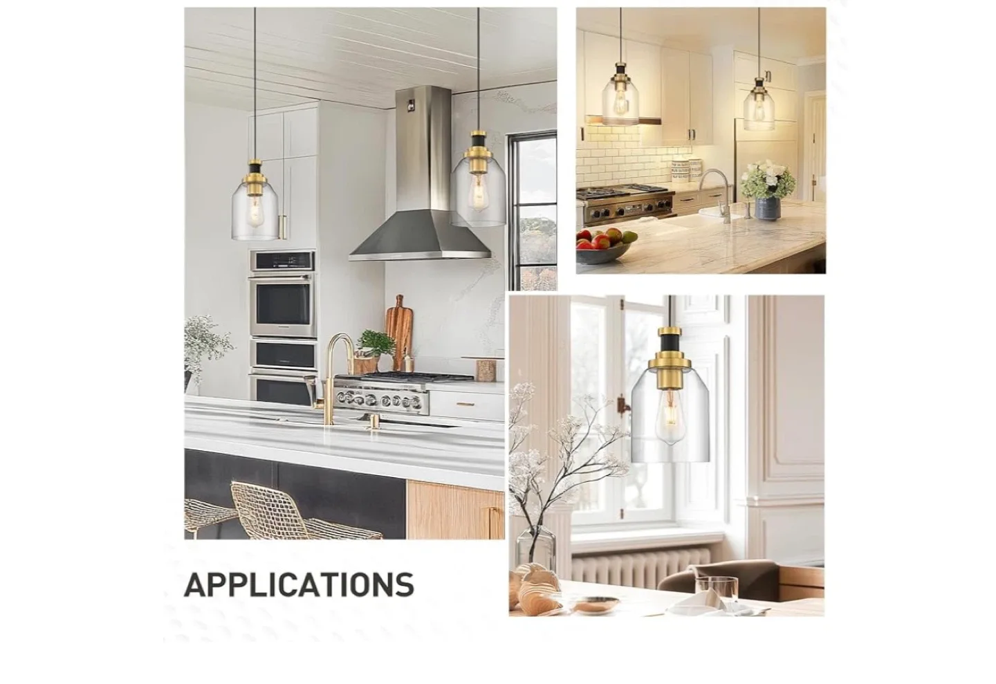 Zeyu Glass Pendant Light - Black and Gold Finish image indicator(3)