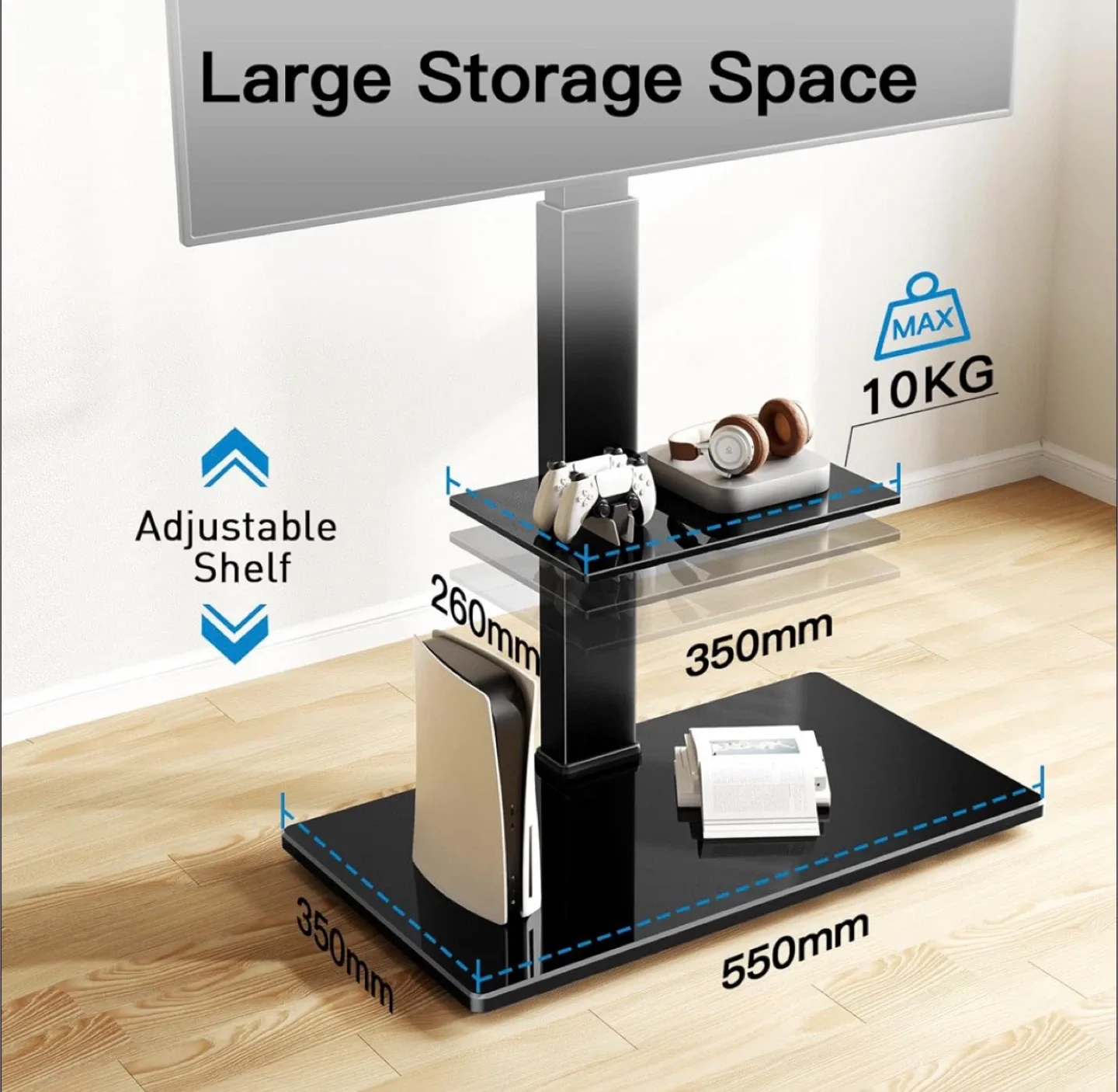 Floor TV Stand with Tilt for 30-70 inch TVs up to 110 lbs image indicator(8)