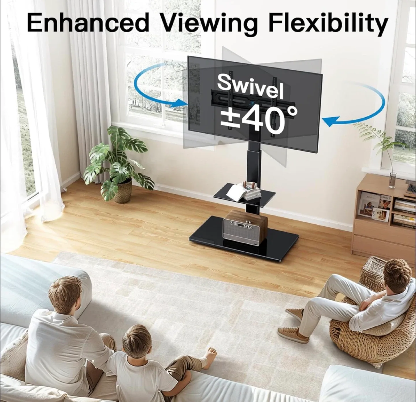 Floor TV Stand with Tilt for 30-70 inch TVs up to 110 lbs image indicator(5)