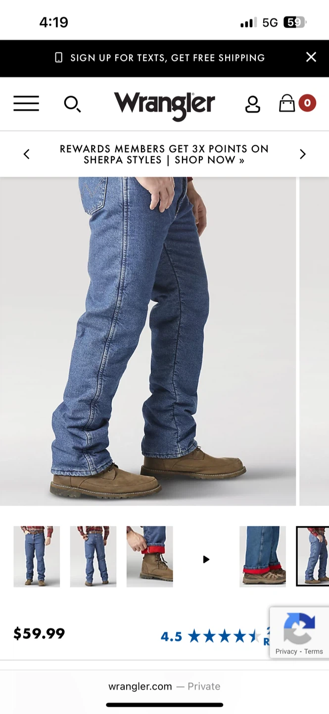 Wrangler Rugged Wear Thermal Jeans