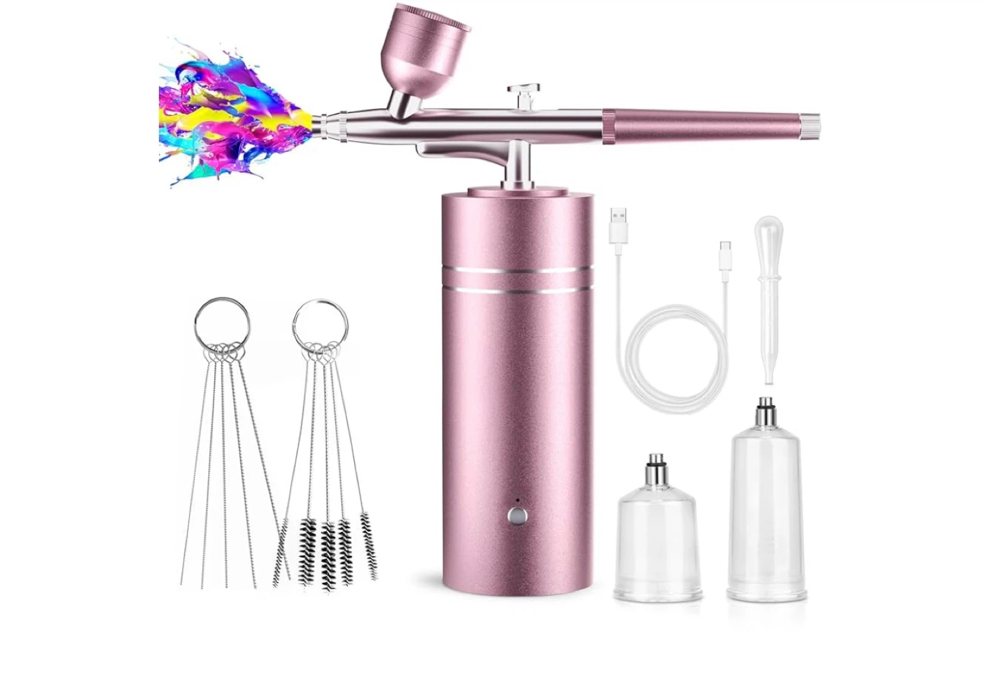 lussmloe Airbrush Kit with Compressor, Pink