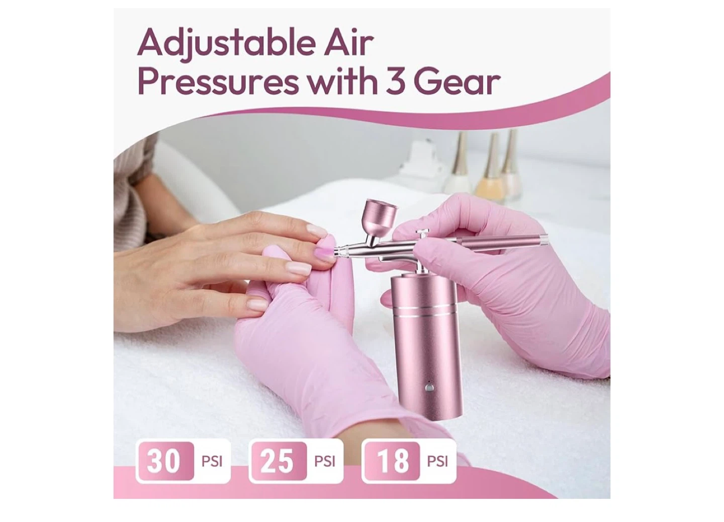 lussmloe Airbrush Kit with Compressor, Pink - photo 4
