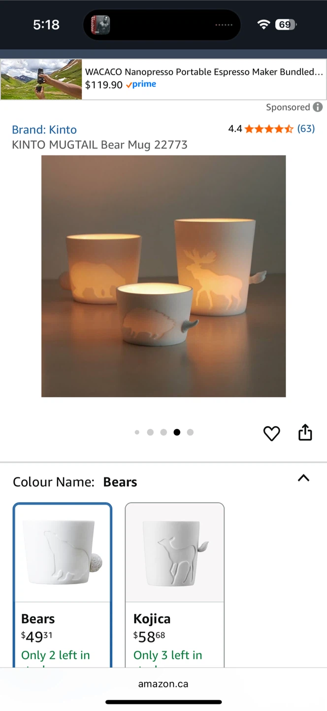 Kinto Mugtail Bear Mug 22773 - photo 2