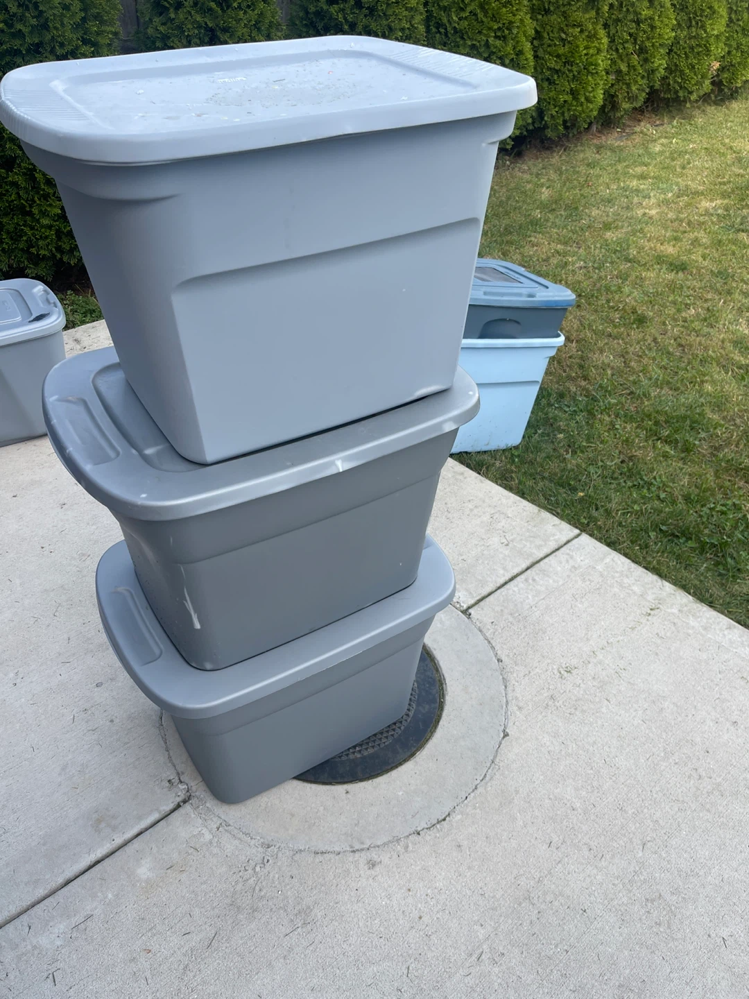 Gray Plastic Storage Totes - Set of 3