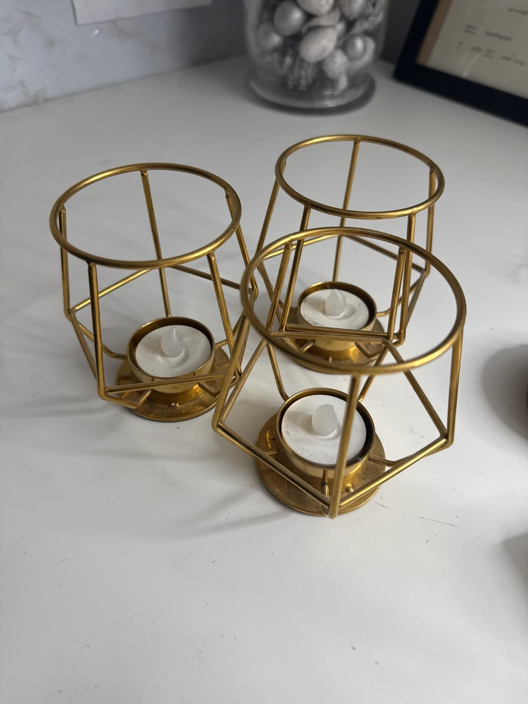 Gold Metal Candle Holders (Set of 3)