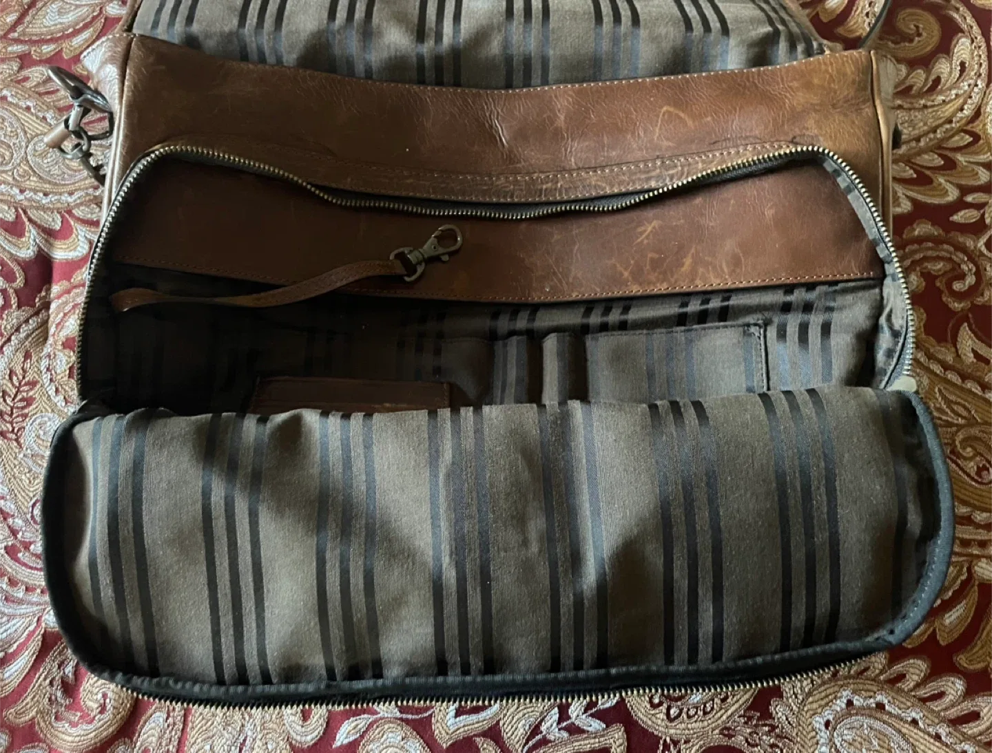 Frye Brown Leather Messenger Bag image indicator(3)