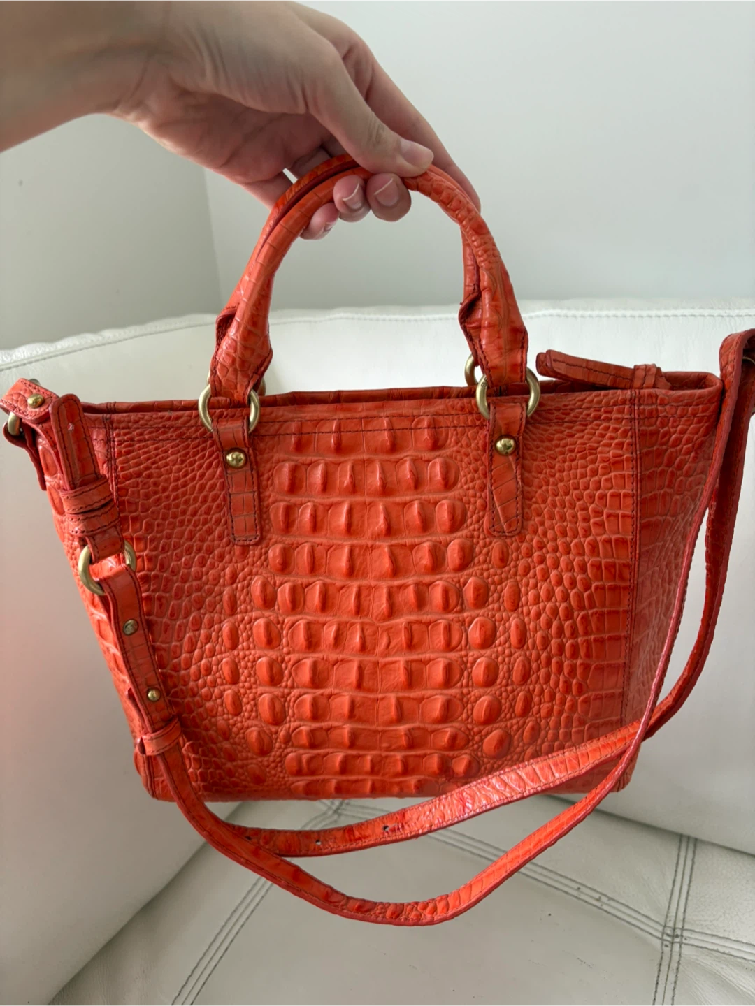 Brahmin Orange Croc Embossed Leather Handbag - photo 2