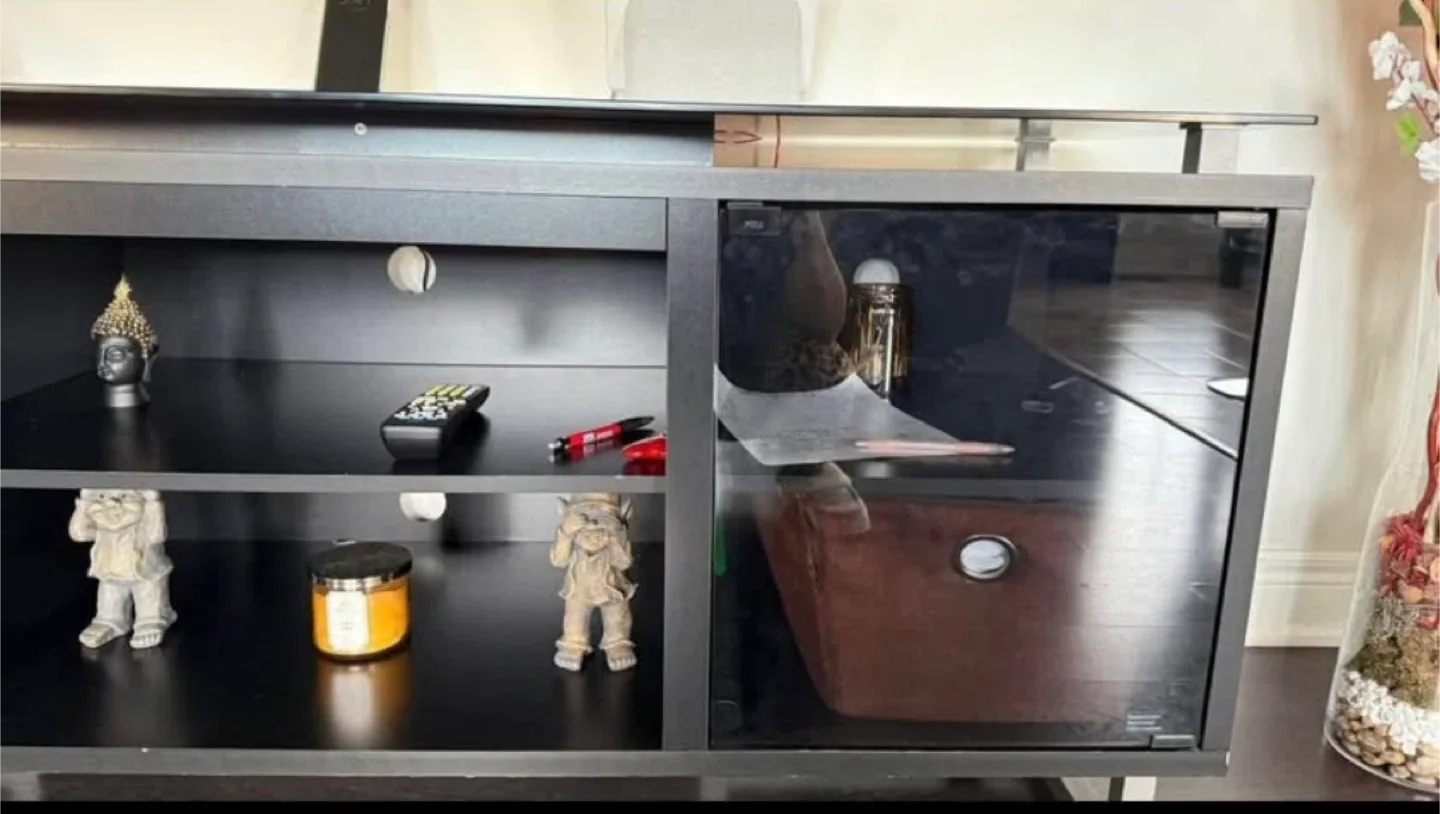 Black TV Stand with Glass Top image indicator(3)