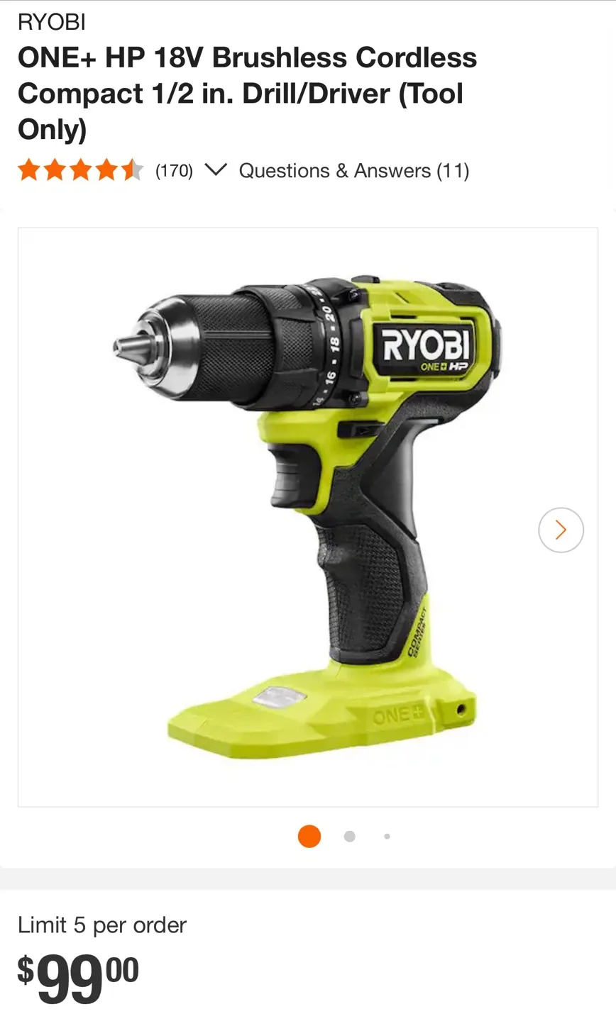 RYOBI ONE+ 18V Cordless Driver thumbnail