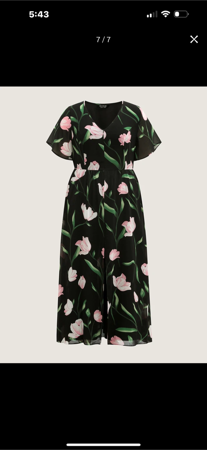 Black Floral Print Plus Size Jumpsuit