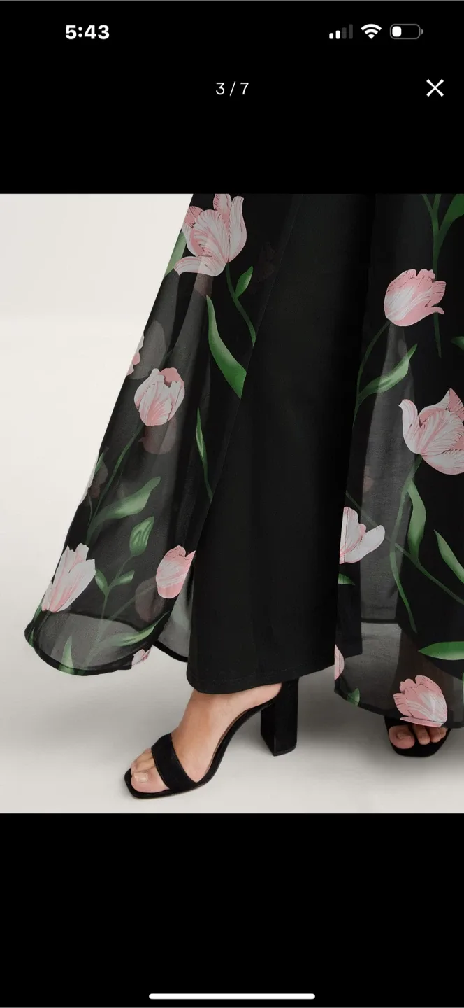 Black Floral Print Plus Size Jumpsuit image indicator(3)