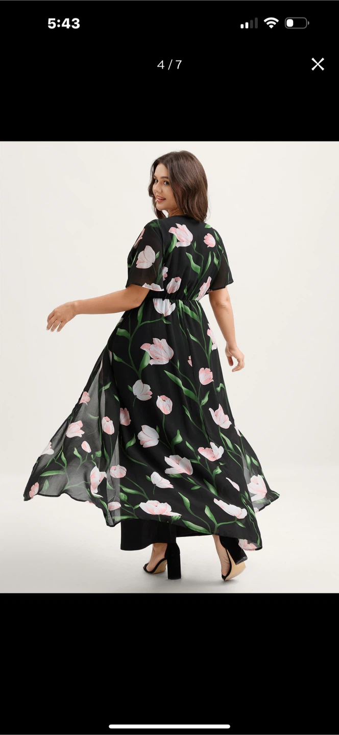 Black Floral Print Plus Size Jumpsuit - photo 4