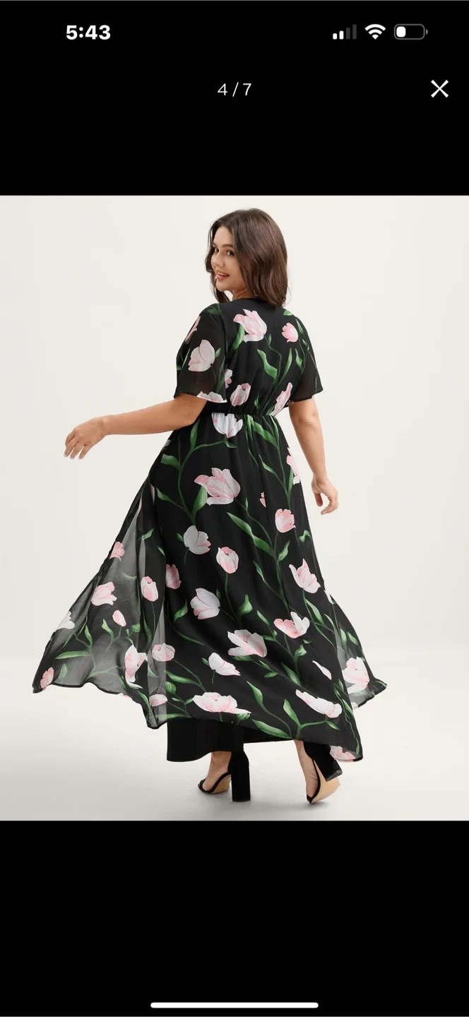 Black Floral Print Plus Size Jumpsuit image indicator(4)