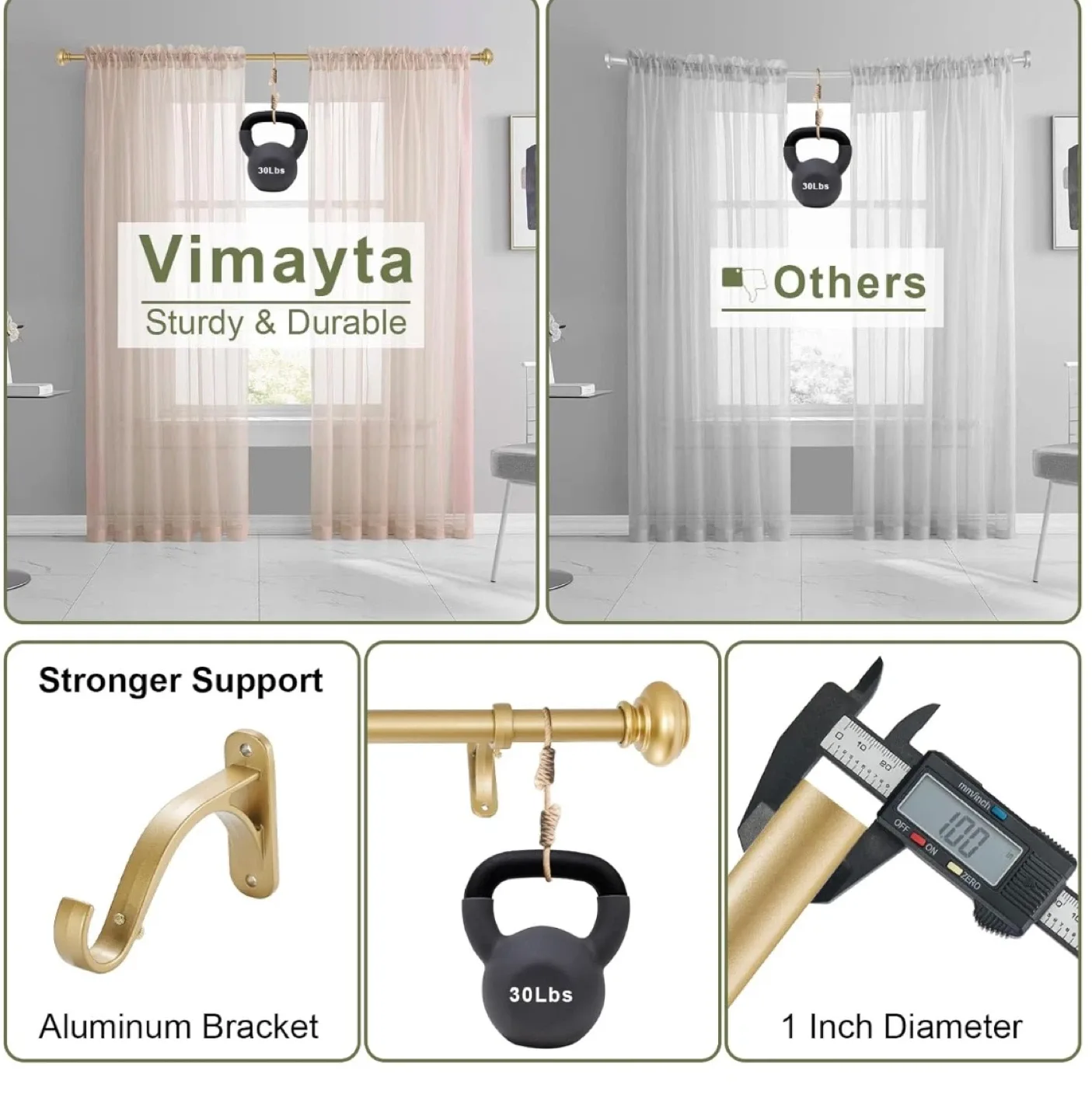 Vimayta Gold Decorative Curtain Rod image indicator(3)