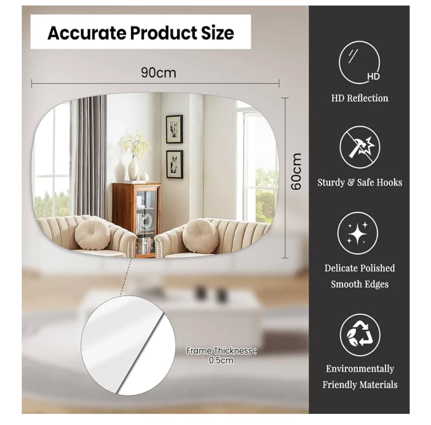 VSAR House Bathroom Vanity Mirror 24”x36” image indicator(2)