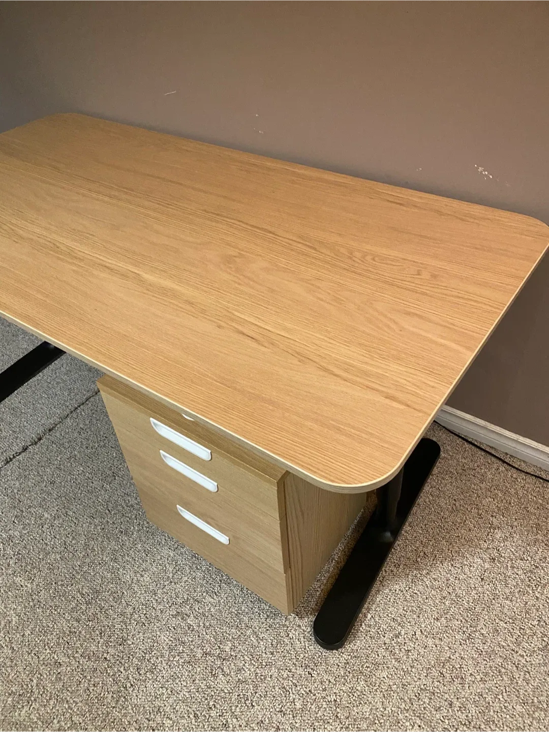 large wooden style ikea desk ( allen ley adjustable) image indicator(2)