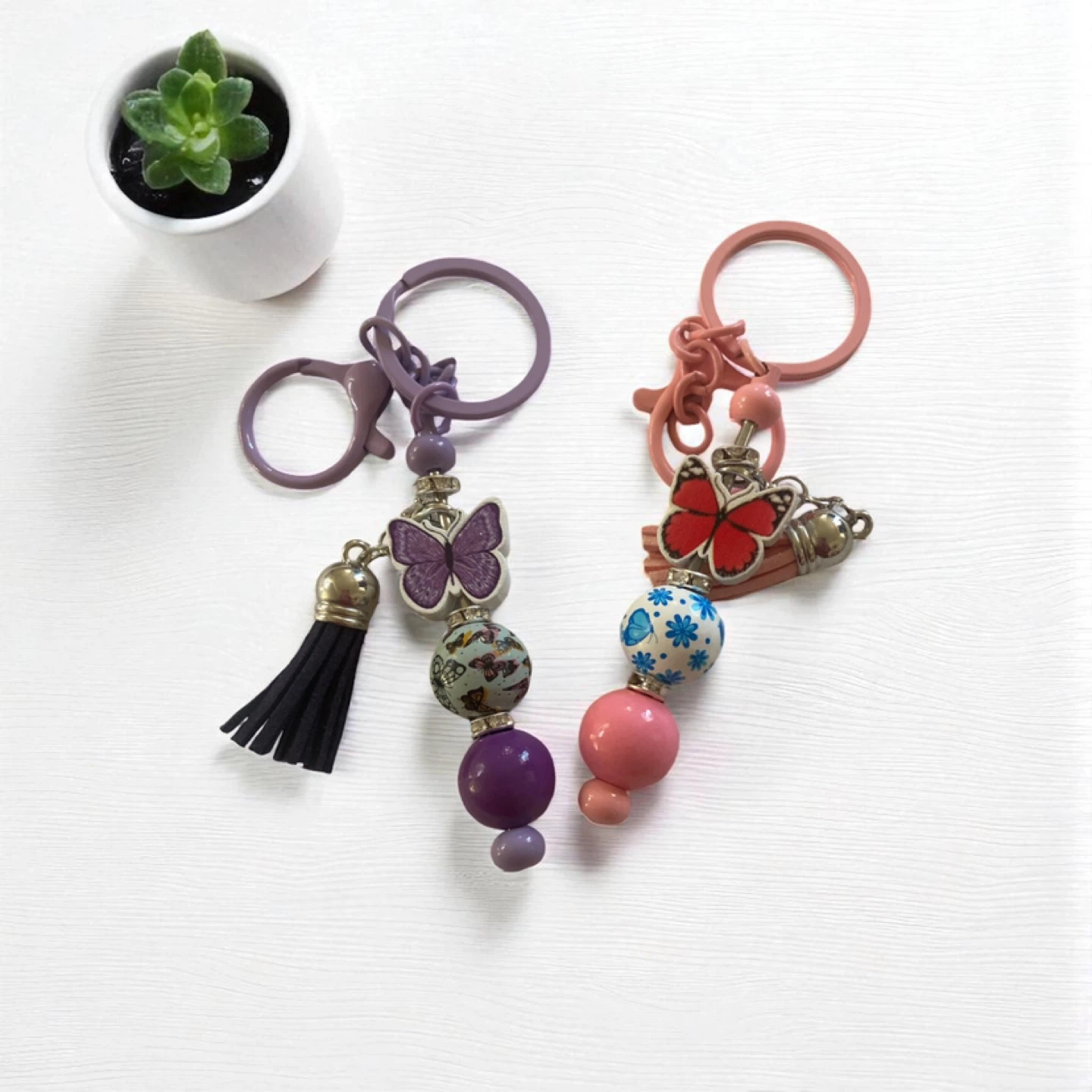 Handmade Beaded Butterfly Keychains