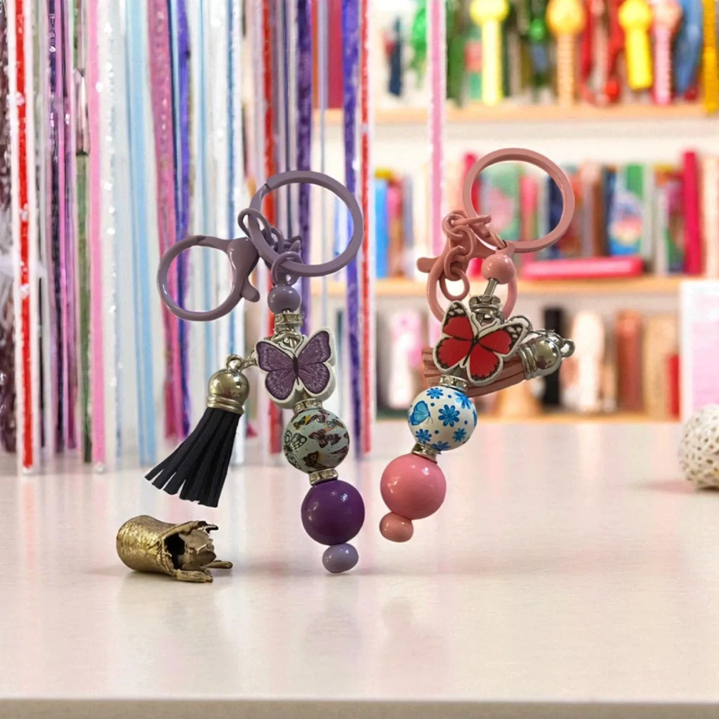 Handmade Beaded Butterfly Keychains image indicator(6)